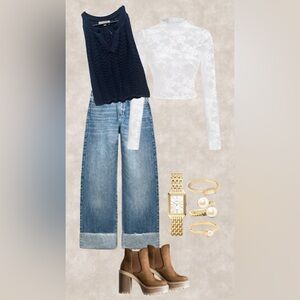 LOFT Blue Knit Sweater Tank Top size large